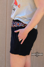 Load image into Gallery viewer, Western Apparel, Western shorts, Western Fashion, Western Boutique, Western Wholesale, cowgirl shorts, western outfits, western attire, western style shorts, western corduroy shorts, wholesale clothing, black western shorts, western apparel shorts, dressy western, western aztec shorts, western shorts with aztec print
