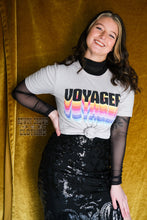 Load image into Gallery viewer, western apparel, western graphic tee, graphic western tees, wholesale clothing, western wholesale, women&#39;s western graphic tees, wholesale clothing and jewelry, western boutique clothing, western women&#39;s graphic tee, vintage style womens tee, vintage inspired graphic tee, voyager graphic tee, bright graphic tee
