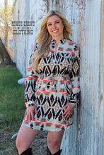 Load image into Gallery viewer, Western Dress, Western Apparel, Aztec Print Dress, Western Casual Dress, Western Wholesale, Western Boutique, Wholesale Clothing, cowgirl outfit, western dress, western dresses for women, aztec print dress, western attire, clothes western style

