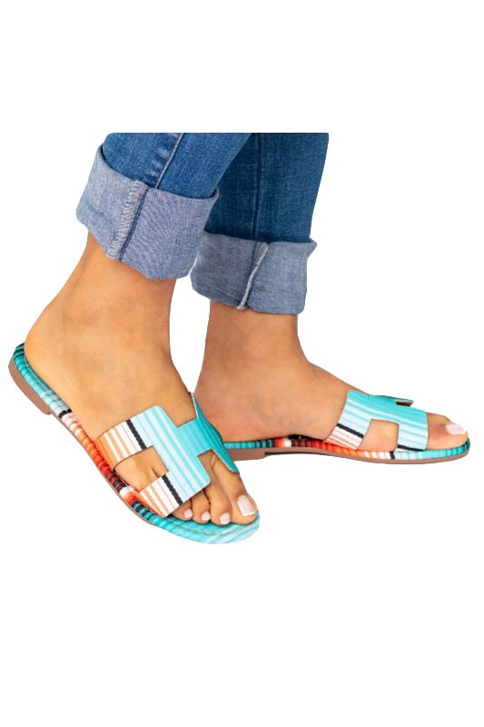 Mimi 1 Aztec Stripe Slide Sandals