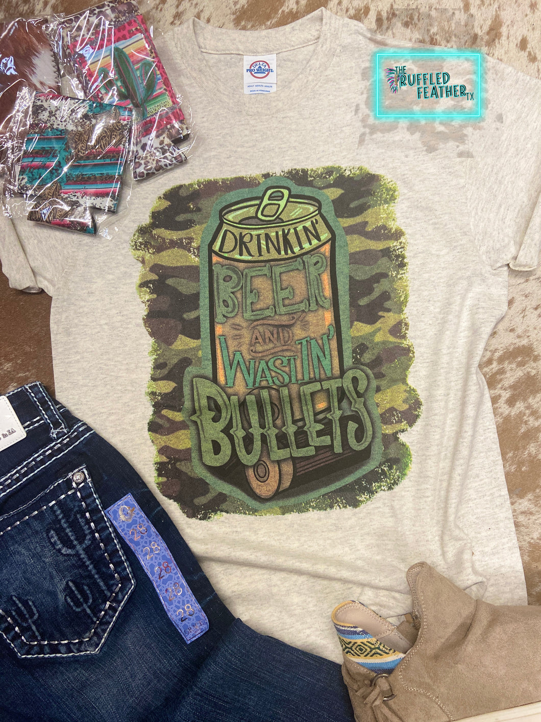 Drinking Beer And Wastin’ Bullets Graphic Tee