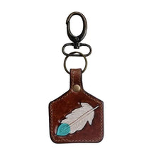 Load image into Gallery viewer, Feather Cowtag Purse Charm / Key Chain
