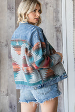 Load image into Gallery viewer, Red/Rust Combo Aztec Denim Jacket
